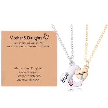 Imagem de SNORSO Presente para mãe e filha – Conjunto de colares combinando com coração, mãe e filha para 2, presentes de dia das mães, joias de aniversário, Natal, Dia dos Namorados
