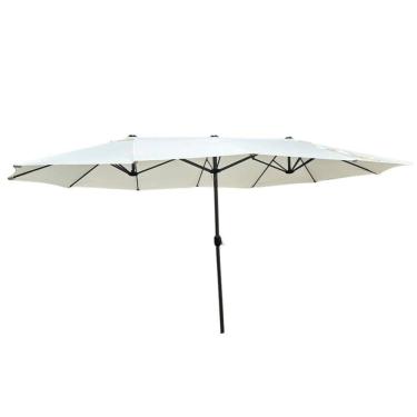 Imagem de Ombrelone Central Duplo Alumínio 4,6m Gigante Retrátil Branco Off White Praia Piscina Importway