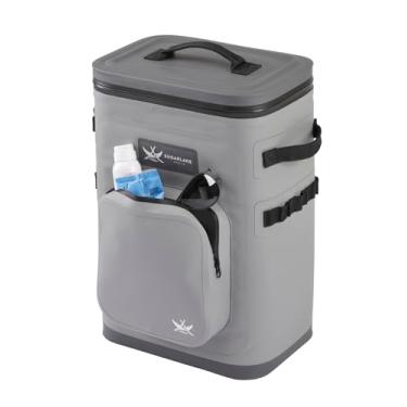 Imagem de Mochila térmica impermeável SugarLake Gear, capacidade para 24 latas, retenção de gelo em 48 horas, cinza