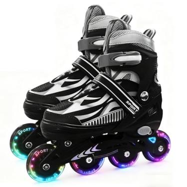 Imagem de Patins em linha ajustáveis para meninos e meninas de 4 a 16 anos, todas as 8 rodas de patins em linha iluminam, lâminas para jovens, crianças, iniciantes em ambientes internos e externos