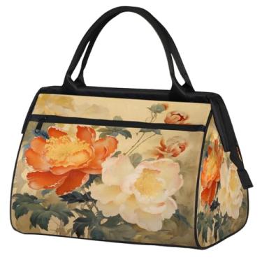 Imagem de Bolsa pequena para o fim de semana para mulheres, homens, com pintura de girassol, dobrável, bolsa esportiva leve para academia, Cor: 23, 15.2*8.3*11.6 inch, Moderno