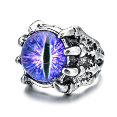 Imagem de Naturepernulo Anel gótico de olho de dragão masculino punk globo ocular do inferno demônio motociclista anel Halloween diabo olho turco dragão águia garra anéis, Metal, Sem pedra preciosa