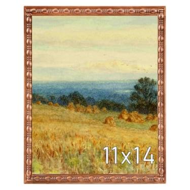 Imagem de Muzilife Moldura de madeira de 28 x 35 cm com capa de vidro HD, moldura vintage em forma de miçanga para exibição de imagens 20 x 25 cm com tapete ou 28 x 35 sem tapete, vertical e horizontal na