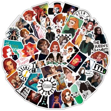 Imagem de Pacote de adesivos Queen`s Chess Game Anime Waterproof Vinyl x50