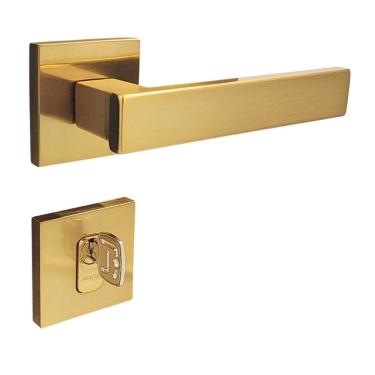 Imagem de Fechadura Porta Externa Pado Retro Dourado Escovado 55Mm