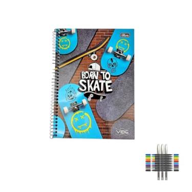 Imagem de Kit Caderno Universitário Tilibra Vibe Masculino 20 Matérias Capa Dura + Caneta Trigel Branca + Marcador Artístico Brush Dual Tip