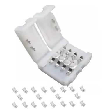 Imagem de Kit 20 Emenda Rápida Reta Conector Rgb P/fita Led 5050 2835 4vias