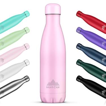 Imagem de Mont-Clair Garrafa de água de aço inoxidável l'O, isolada a vácuo, livre de BPA, garrafa de bebidas quentes 12h e 24h, metal, 500 ml, à prova de vazamento, ideal para adultos, crianças, corrida - rosa