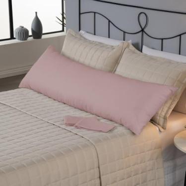 Imagem de Capa de Travesseiro de Corpo Fofuxão 146x46cm – 180 Fios (80% Algodão) com Zíper – Fronha Xuxão Macia e Resistente (Rosê)