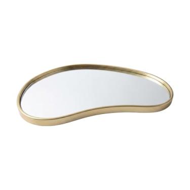 Imagem de Bandeja Decorativa Espelhada Lavabo Difusor Banheiro Aparador Organizador de Objetos Sala (Orgânica Dourada - Mod C)