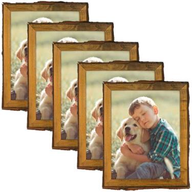 Imagem de Golden State Art, Porta-retrato de 21 x 28 cm, marrom rústico, moldura de madeira maciça com bordas de casca e capa de vidro real, pôsteres/fotos/impressões 21 x 28 cm para montagem na parede