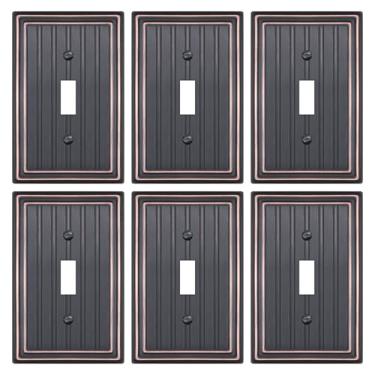 Imagem de Placa de parede de metal para tomadas elétricas, placa decorativa de bronze envelhecido para interruptor, placa de cobertura de interruptor de luz, placas de parede de 1 gangue (botão único, pacote