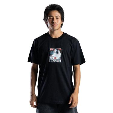 Imagem de Camiseta Masculina Hocks Adulto Otaku Preto