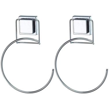 Imagem de Kit 2 Toalheiro Argola Com Ventosas Porta Toalha Banheiro