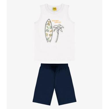 Imagem de Conjunto Machão com Bermuda Meia Malha Rovi Kids Branco - Rovitex Kids