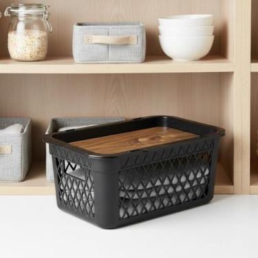 Imagem de Cesto telado tampa label madeira 2,5l - ARQPLAST
