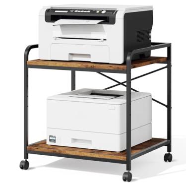 Imagem de Warmiehomy Suporte para impressora embaixo da mesa – mesa grande para impressora com prateleira de armazenamento ajustável – Carrinho de impressora com rodinhas de 2 níveis – Use para 3D, laser,