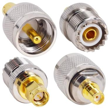 Imagem de onelinkmore Kit de conectores de antena SMA para UHF CB, SMA para PL259 SO239 UHF VHF Conjunto de adaptadores de cabo coaxial para antena de rádio amador Antena de rádio CB Walkie Talkie Rádio Amador