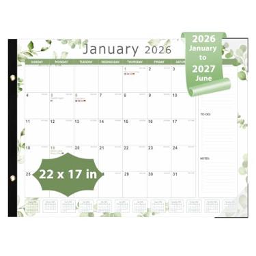 Imagem de Calendário de mesa 2026-2027, calendário de mesa grande 56 x 43 cm (janeiro de 2026 - junho de 2027), planejador de parede mensal para professores de família, material de escritório, folha