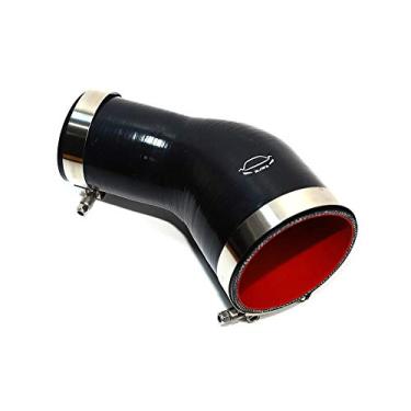 Imagem de LTI Universal 76 mm a 102 mm 4 camadas reforçado alto desempenho 7,62 cm - 10,16 cm ID 45 graus mangueira de silicone com parafuso T braçadeira de aço inoxidável (7,62 cm - 10,16 cm preto)