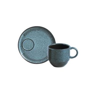 Imagem de Conjunto com 6 Xícaras de Chá Empilhável com 6 Pires Linhas Night Sky 230ml