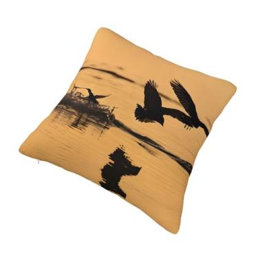 Imagem de Almofada quadrada decorativa de pintura a óleo com estampa de pato - Design reversível, zíper oculto, poliéster macio para sofá, cama e carro - Hipoalergênico 45,72 cm x 45,72 cm