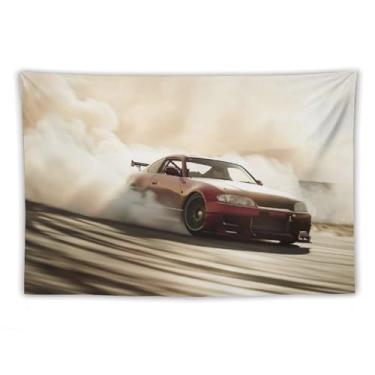 Imagem de HouLaiZhe Tapeçaria de carro Drift Jdm carro S15 esportes pendurar na parede quarto decoração de casa tapeçarias estética piquenique decoração de parede arte de parede para dormitório sala de estar