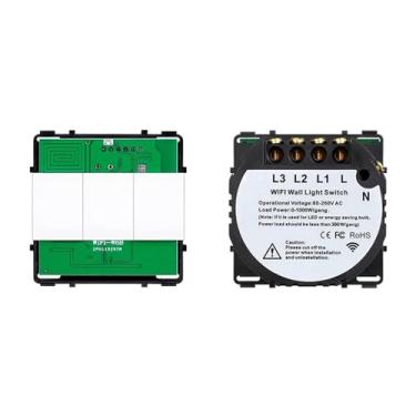 Imagem de Módulos DIY Combinação Livre 2 3 4 5 6 7 8 Interruptor Inteligente Touch On/Off Vidro Preto 157 mm Painel Tomada (3G WiFi Null Fire)