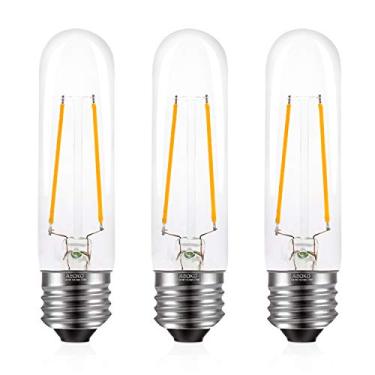 Imagem de T10 LED Clear Bulbs Warm White 2700K LED Tubular Edison Light Bulbs 4W Dimmable Tube Vintage Led Bulbs 40 Watt Equivalent,E26 Medium Base, LED Filament Retro Bulb for Desk Lamp, Pendant Lights 3 Pack