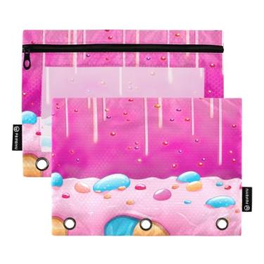 Imagem de Wassud Pastas de fichário rosa com bolinhas açucaradas com 3 furos, pasta organizadora de arquivos para casa, escritório