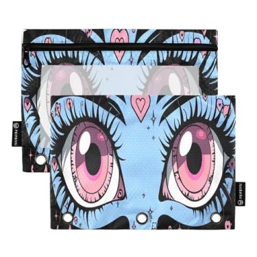 Imagem de Wassud Beautiful Eyes Pacote com 2 pastas para fichário com 3 furos, pasta organizadora de arquivos para casa, escritório