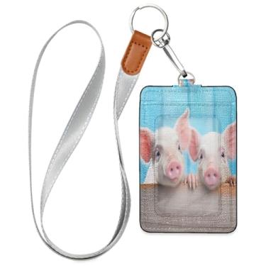 Imagem de Wassud Colhedores de couro PU com boca rosa para crachás de identificação, porta-chaves, porta-crachás, cartões de crédito para escritórios, funcionários, estudantes, funcionários