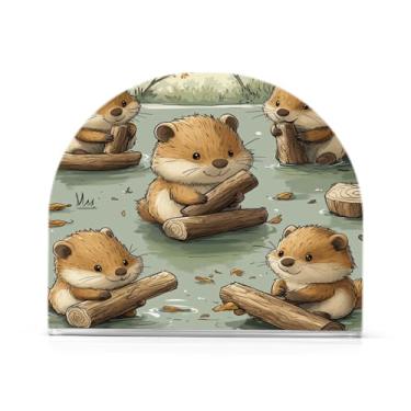 Imagem de STAYTOP Porta-guardanapos, hamster fofo em madeira flutuante, porta-guardanapos para mesas, cozinha, restaurante, decoração de casa, suporte decorativo moderno para guardanapos de coquetel de papel de