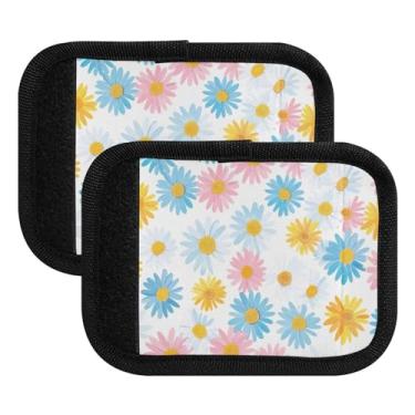 Imagem de Qilmy Lindas margaridas coloridas embalagem com 4 identificadores de bagagem, identificadores de bagagem, capa confortável para carrinho de bebê, mala de viagem, acessórios de viagem de avião888