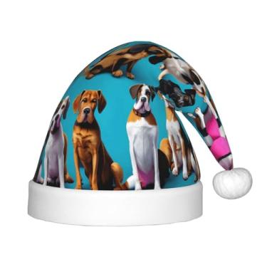 Imagem de SKKNT Many Beagle Patterns Print Christmas Elf Hat For Santa Xmas Holiday Festive Winter Party New Year Accessory