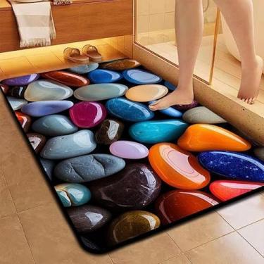 Imagem de Tapete de Microfibra Antiderrapante para Banheiro e Porta de Entrada – Secagem Rápida e Macio (5D Pedra K)