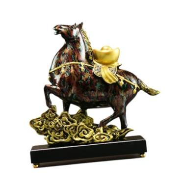 Imagem de Ｂｅｓｇａ Escultura de Cavalo para Mesa, Decoração em Resina, Acabamento Fino, Estatueta Chinesa de Feng Shui, Estátua de Animal para Mesa, Lareira, Pátio, Colorido, Tamanho real