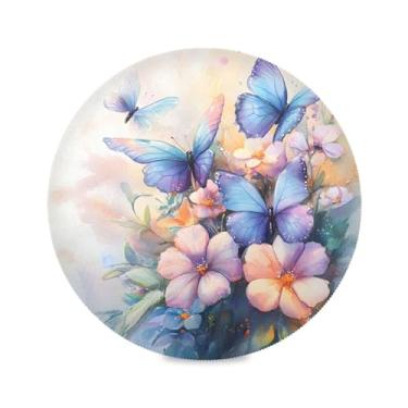 Imagem de xigua Jogo americano redondo para buquê floral aquarela, conjunto de 6 para mesa de jantar, tapetes de mesa antiderrapantes laváveis e resistentes ao calor para decoração de festa, cozinha, jantar