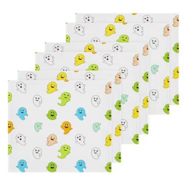 Imagem de Burbuja Pacote com 6 toalhas de algodão Cartoon Boo, toalhas de rosto altamente macias e absorventes para banheiro, mão, cozinha, academia, limpeza, 30 x 30 cm