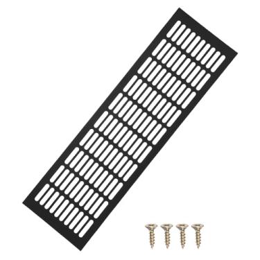 Imagem de PATIKIL Capa de ventilação de porta de 50 x 15 cm, capa de ventilação de grade de alumínio com parafusos de montagem para porta de teto de armário de guarda-roupa, preta