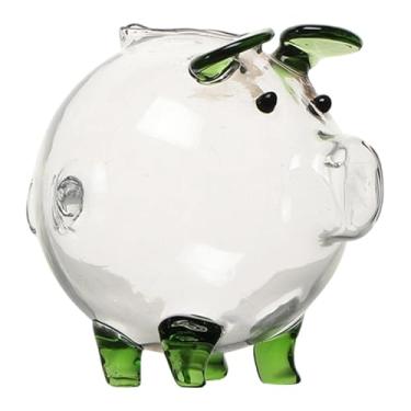 Imagem de BLWOTMOR Cofrinho em Forma de Porquinho, Transparente, de Vidro, para Guardar Economias, com Função Decorativa, Ideal para Meninos, Meninas E Adultos, para Uso, Verde 6x7cm