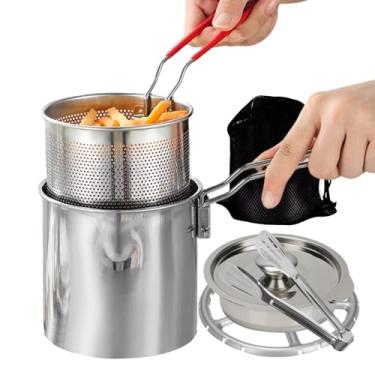Imagem de Frigideira de fogão, panela de aço inoxidável de 7 peças - Fritadeira pequena de 1,2 cesta para casa | para cozinha doméstica acampamento piqueniques festas cozinhar peixe frango