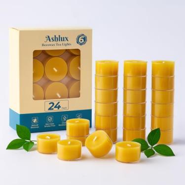 Imagem de Ashlux Velas de chá de cera de abelha sem perfume, pacote com 24, queima por 6 horas