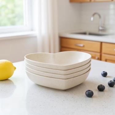 Imagem de Pacote com 5 bandejas de servir em forma de coração – Pratos reutilizáveis de lanches e sobremesas para festas, crianças, frutas, doces, aperitivos – Tigelas de coração de plástico leve para cozinha