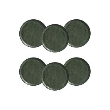 Imagem de Conjunto de Pratos de Sobremesa Porto Brasil Linhas Greenery 21,5cm - 6 Peças