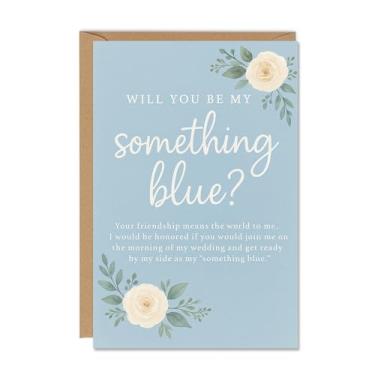 Imagem de Cartão azul Will You Be My Something – Cartão de pedido de dama de honra com envelope Kraft, presente azul para noiva, cartão de dia de casamento para dama de honra ou irmã