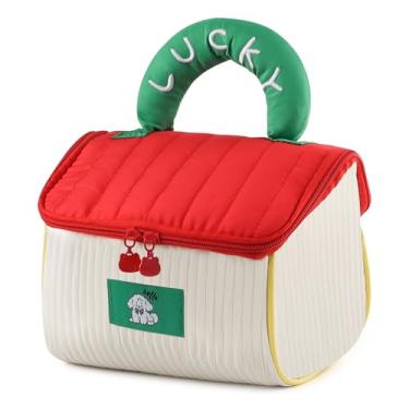 Imagem de Motroce Bolsa de maquiagem inchada para mulheres e meninas, linda bolsa de maquiagem em forma de casa com alça, bolsas organizadoras de cosméticos acolchoadas, bolsa de higiene pessoal adorável para
