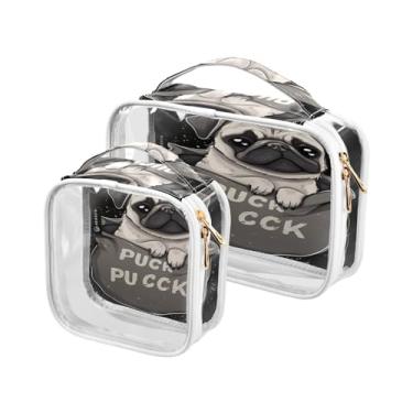 Imagem de GAIGEO Bolsa cosmética de PVC Dragonfly in Turquoise Guirlanda, bolsa de higiene para carro, bolsas de beleza para viagens femininas, pacote com 2, Cachorrinho pobre no bolso, one size