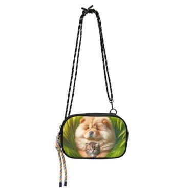 Imagem de Bolsas para mulheres, bolsa transversal pequena, carteira para celular com estampa fofa Chow Chow Dog Kitten Puppy Travel over Shoulder Purses