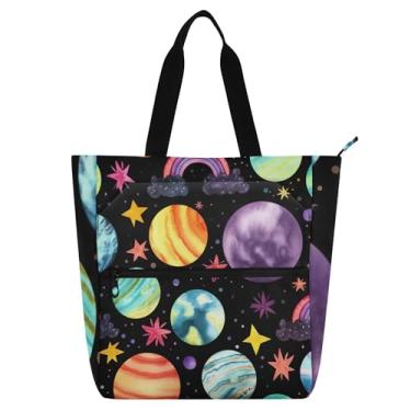 Imagem de GAIGEO Sacolas femininas coloridas em aquarela para trabalho, lona, faculdade, escola, bolsas, bolsas de tecido, para amantes de livros